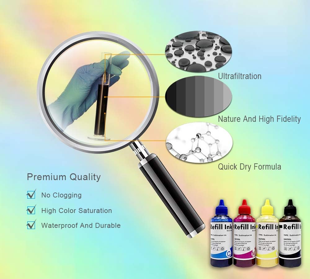 Buy 2 get 3 Sublimation Ink for C88 C88+ WF7710 WF7720 WF7610 WF7110 WF7210 ET2750 ET2720 ET15000 ET2650 ET2760 ET4700 Heat Press Transfer for CISS on Mugs, Polyester Shirts, Phone Cases etc