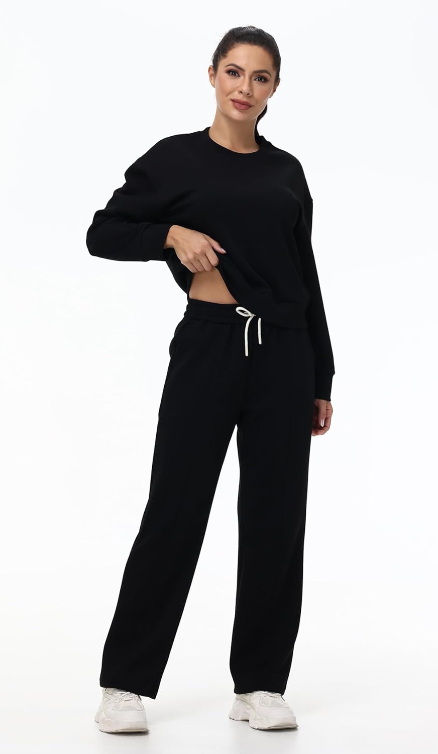 Blaosn Cute Workout 2 Piece Sets Outfits for Women Wide Leg Pants Sweatshirt Sweat Track Suit Sweater Matching Lounge Wear - Image 3