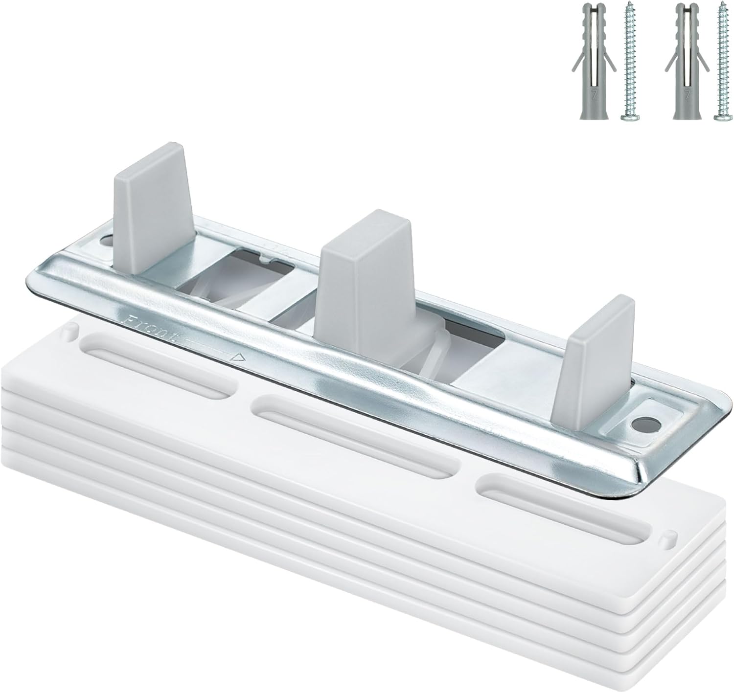 4 Pack Sliding Closet Door Floor Guides with Carpet Risers, Adjustable Sliding Closet Door Guide Fit 3/4'' to 1-3/8'' Thick Doors, White and Metallic (Plastic)