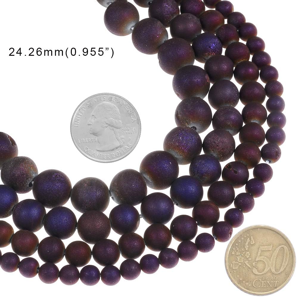 8MM 10MM 12MM Natural Gorgeous Matte Fancy Druzy Agate Round Loose Beads Gemstone for Jewelry Making by Ruilong (Purple, 8MM) - Image 4