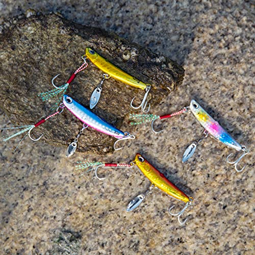 Goture メタルジグセット ライトショアジギング 10g/15g/20g/25g/30g/40g シーバス ヒラメ 青物 アシストフック付き 4個セット ルアー (40g) 7枚目