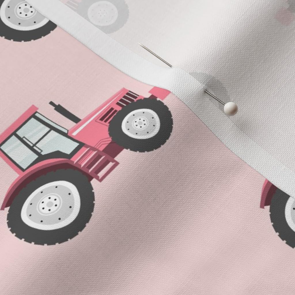 Spoonflower Fabric - Pink Tractors Farm Themed Tractor Little Arrow Printed on Petal Signature Cotton Fabric by The Yard - Sewing Quilting Apparel Crafts Decor