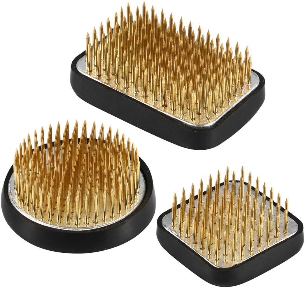 Kenzan Jp Flower Arrangement Accessories Supplies: 2.5 In Round, 1.8 In Square, 2.1 In X 1.5 In Rectangle, Japanese Flower Frogs For Flower Arrangement 3 Pcs