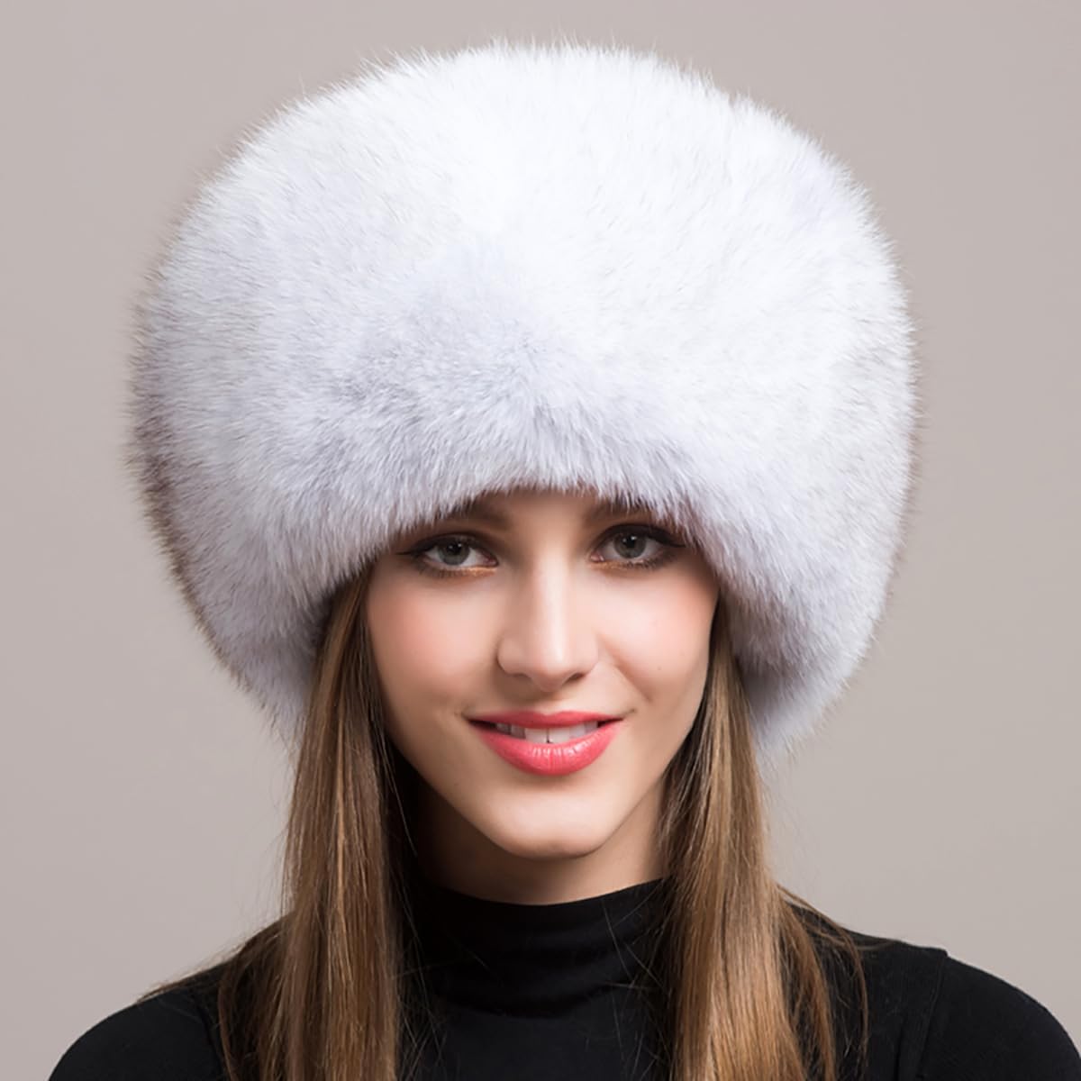 Women Real Fox Fur Hat Winter Thick Warm Luxury Pelt Furry Hats Fluffy Cap Fashion Natural with Tail Pompom - Image 2