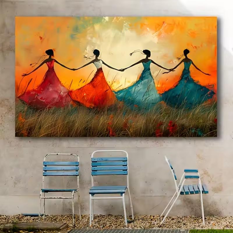 Tableau quatre danseuses en jupe colorée avec impression haute définition