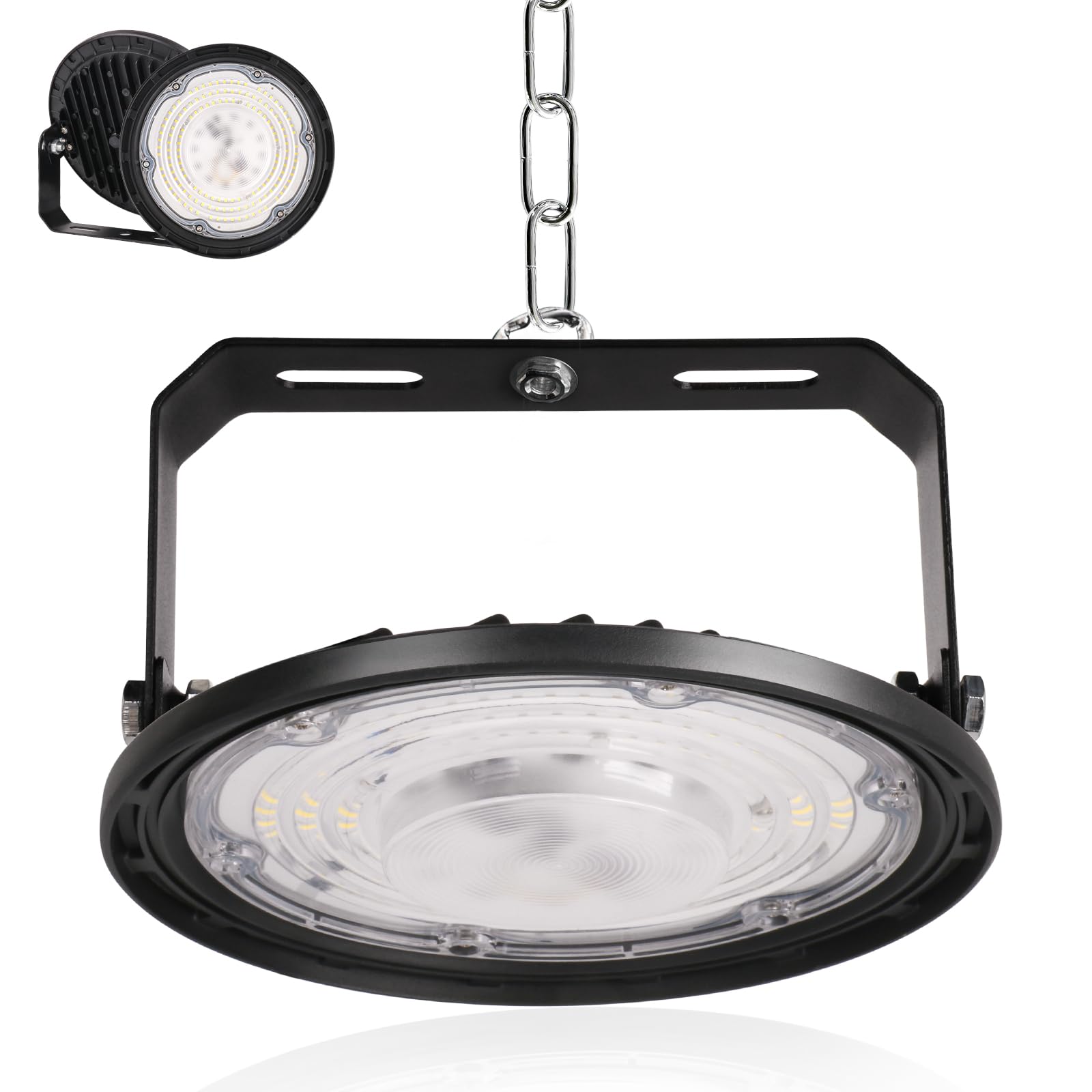 Fosingut 100W Industrial LED Floodlight,10000LM High Bay Spot Light Workshop Lighting,Cool White 6500K IP65 Waterproof UFO Ceiling Light LED Interior Chandelier for Warehouse,Factory,Hall,Gym