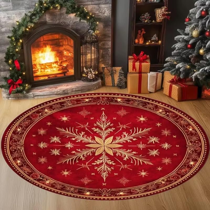 Tapis de Noël antidérapant de 80 cm lavable pour sol propre en hiver