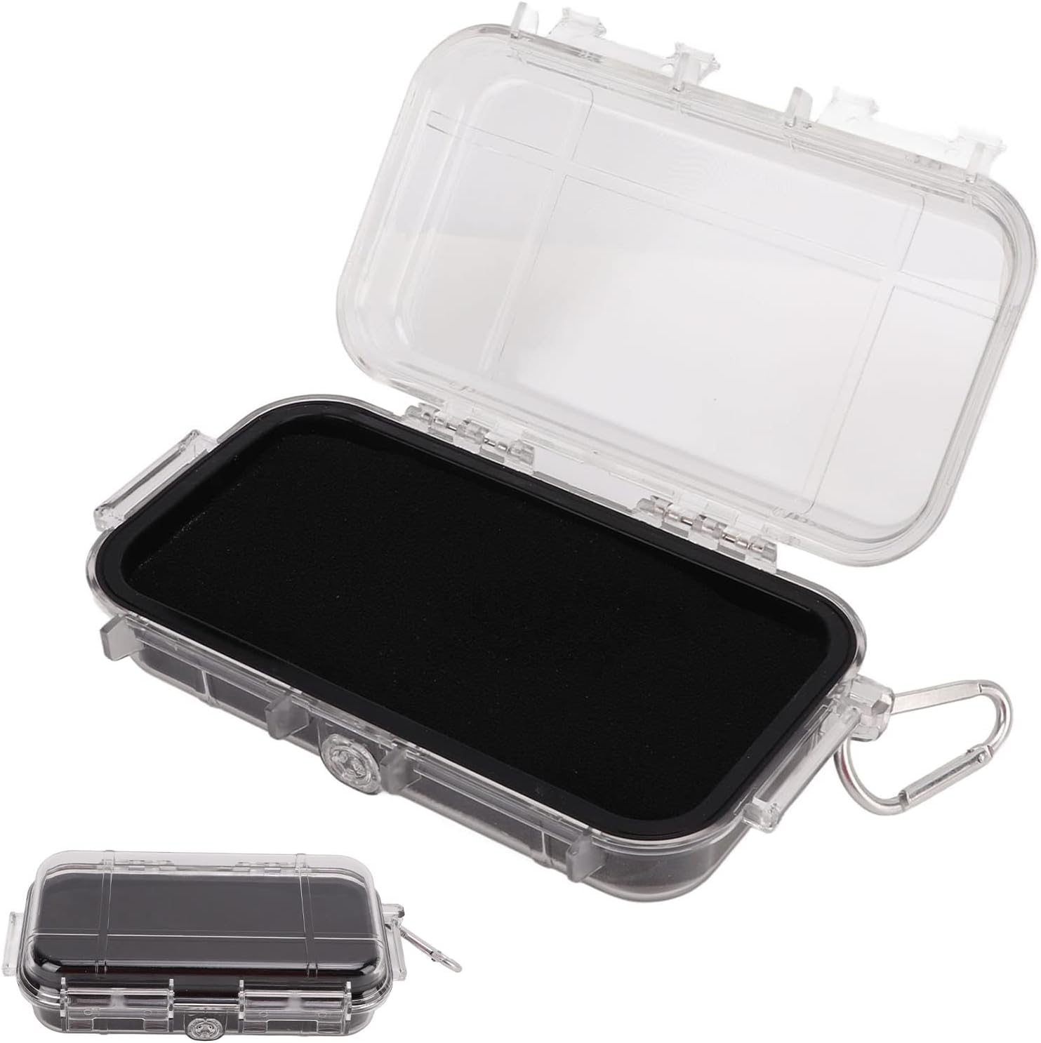 Shockproof Storage Box with Foam Liner, Lightweight Transparent Airtight Case for EDC Equipment, Camping & Fishing