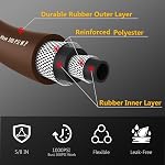 Guitrees Garden Hose 90FT x 5/8", Heavy Duty Rubber Hose, Water Hose with Five Layered Braiding, Male to Female Fittings, 1000PSI Burst, 300PSI Working (Brown)