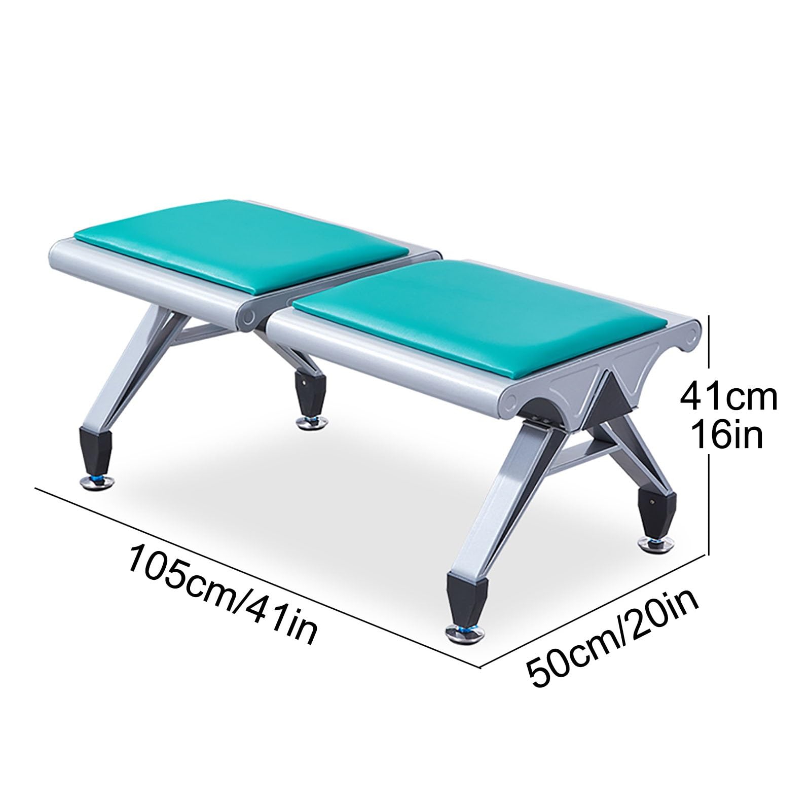 Generisch 2-Sitzer-Wartezimmerbank-Set, blau – Empfangsstühle mit Metallgestell für Flughafen, Krankenhaus, Salon, Friseursalon, Schule – ohne Armlehnen, ohne Rückenlehne, Bürostuhl, Einheitsgröße