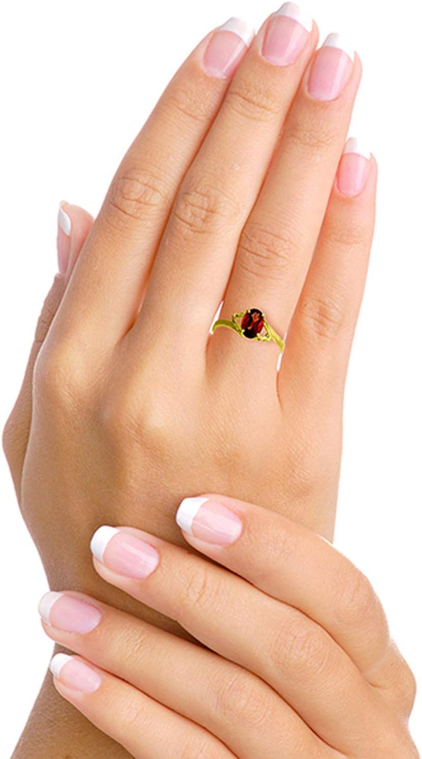 Galaxy Gold GG 14k Yellow Gold Ring with Oval-shaped Natural Garnet - Image 4