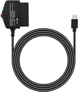 Car OBD Power Cable for Dash Camera 24 Hours Surveillance/Acc Mode with Switch Button USB C Port Power Adapter Charger Cable 3.5m/11.5ft Cable Length