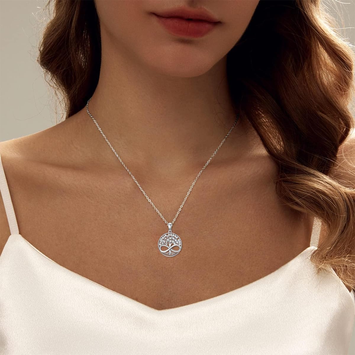 Tree of Life Pendant Necklace for Women, 925 Sterling Silver Tree Cubic Zirconia Jewelry Necklace, Anniversary Valentine's Day Gifts for Women, with 18"+2" Chain - Image 4