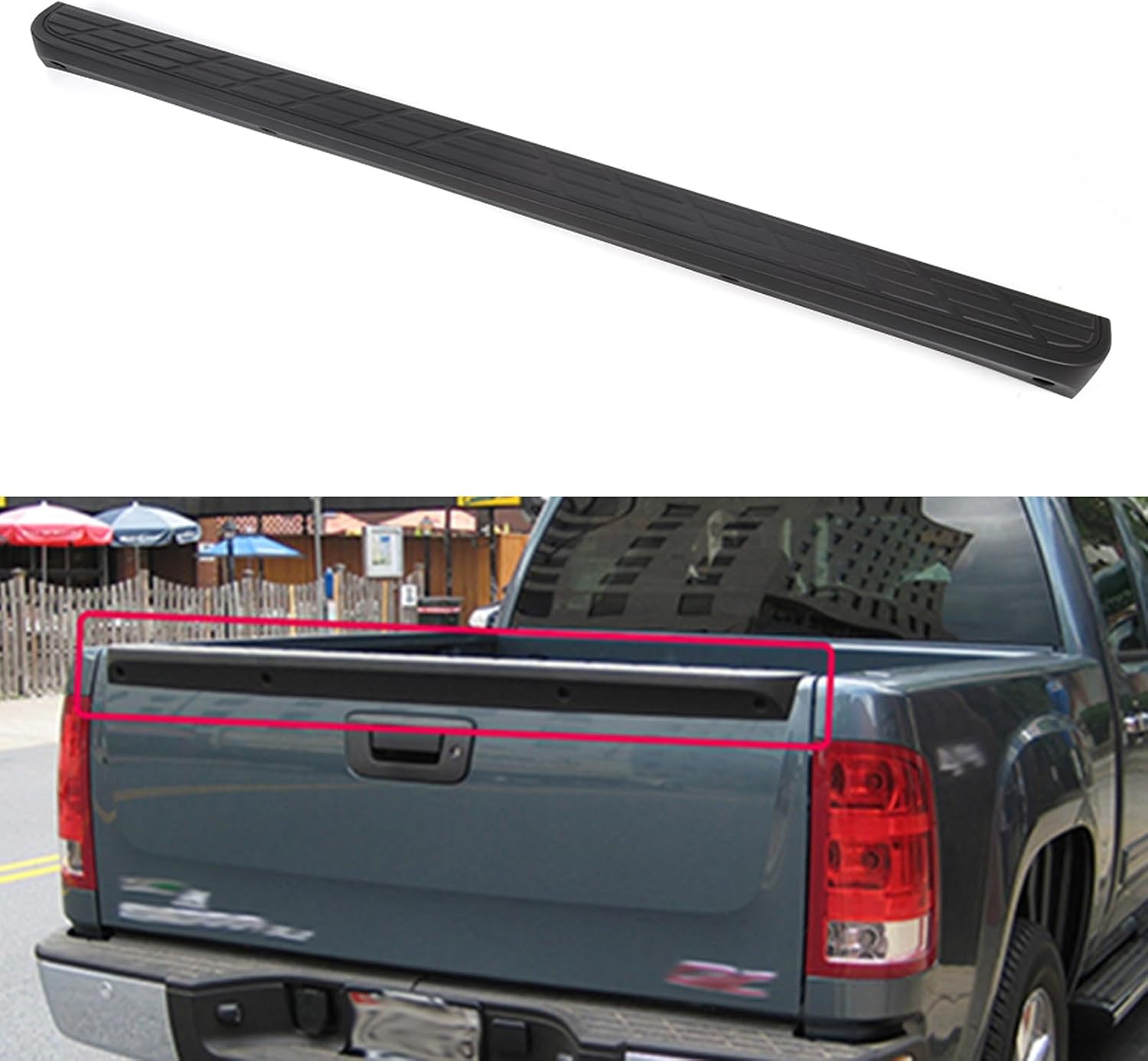 cciyu Tailgate Cap Molding GM1904104 Compatible with 2007-2013 for Chevrolet Silverado for GMC Sierra Top Rear Tailgate Moulding Trim,Matte Black