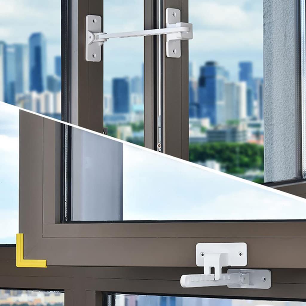 Fensterschlösser, Fensterbegrenzer, Fensterstopper, Tür-Diebstahlschutzbegrenzer, verwenden, 3M-VHB-Kleber, kein Werkzeug oder Bohren erforderlich, for Babys, Kinder, Ha
