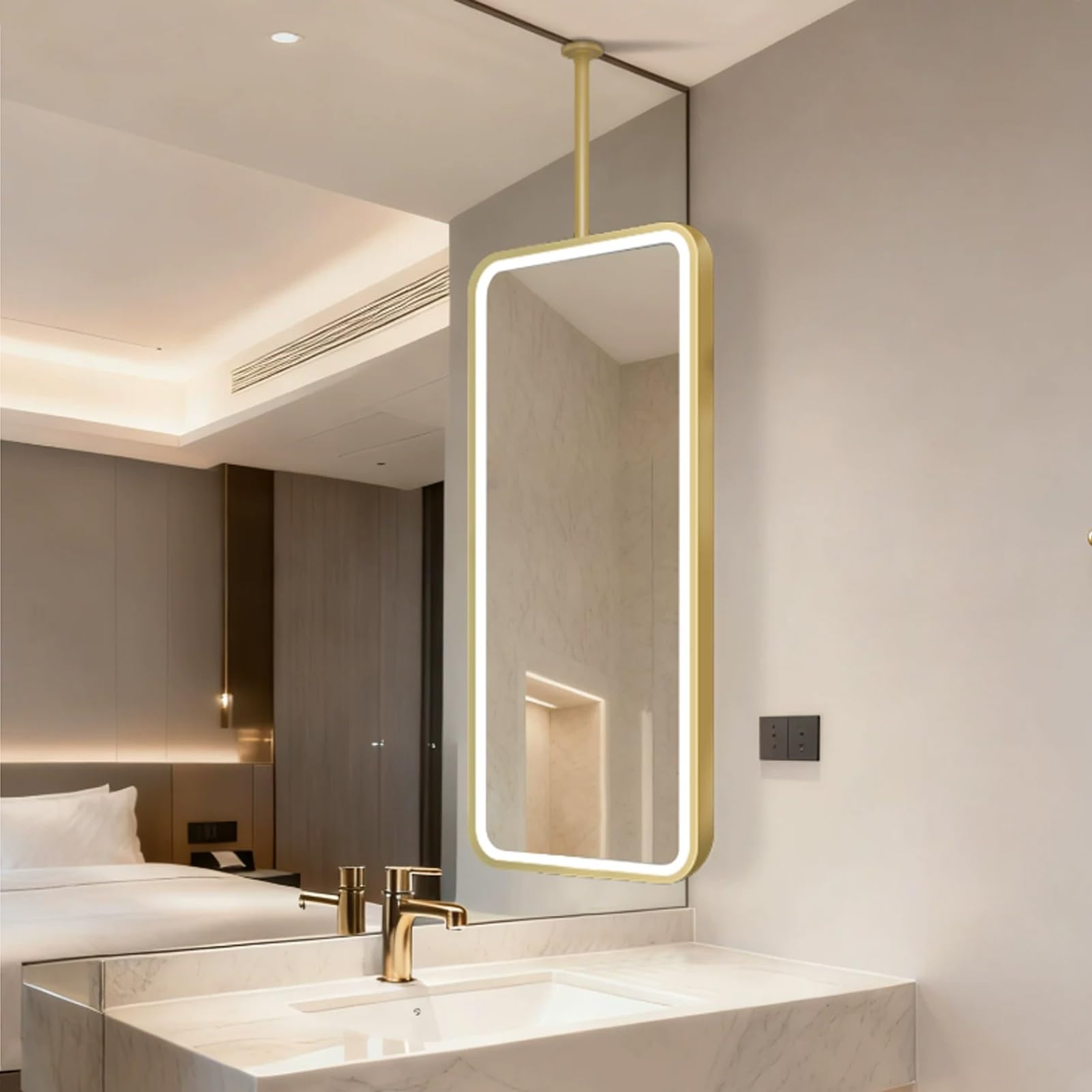 Miroir suspendre salle de bain métallique HD miroir mural 40x70