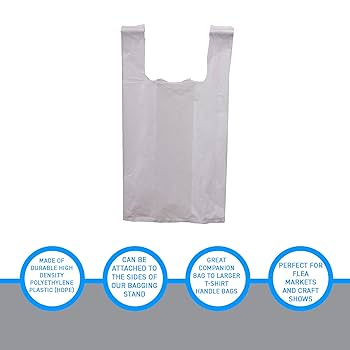Immunity Bags Tee (White）M Medium White Plastic T-Shirt Bags - Case of 1,000