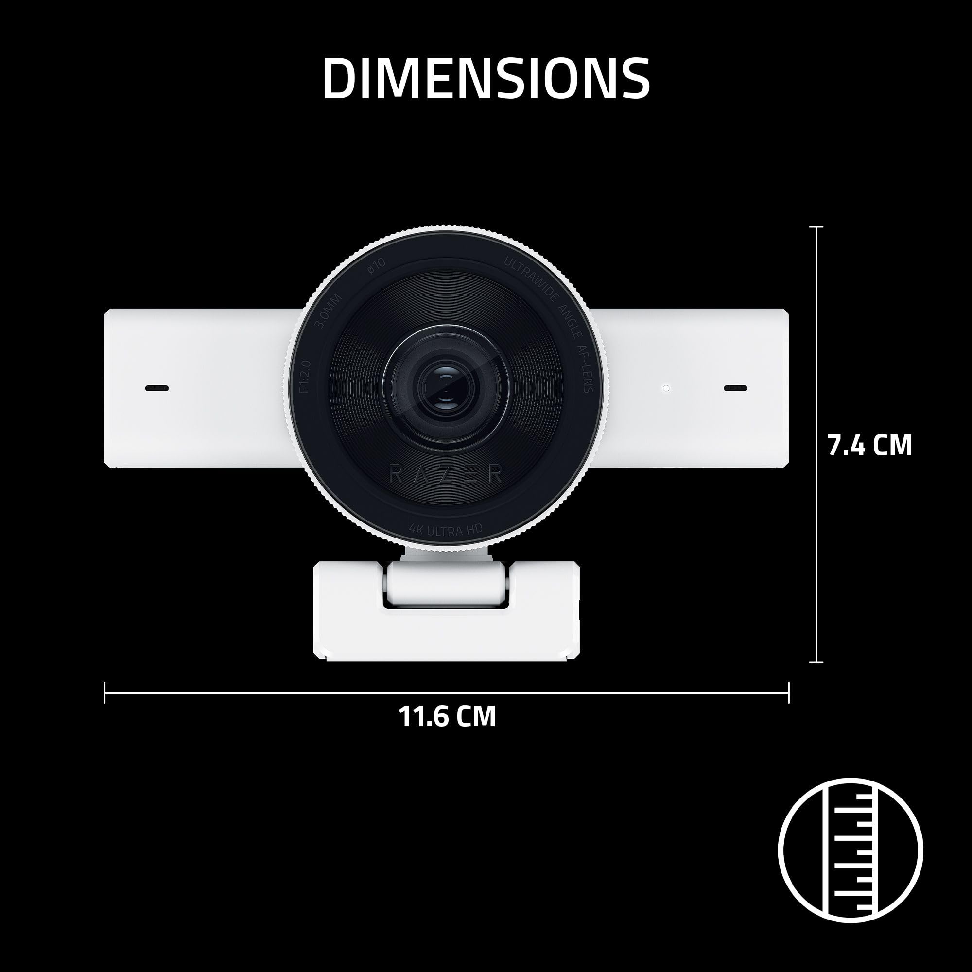 Razer Webcam de Streaming Kiyo V2 : 4K 30 FPS, 1080p 60 FPS - Cadrage Automatique alimenté par l'IA - Microphone intégré - Objectif d'angle Ultra Large - Protection de la Vie privée - Fonctionne avec