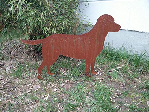 Garten-Hund Aus Metall – Edelrost-Optik, Handarbeit, 51x7x14 Cm, Frostfeste Gartendeko
