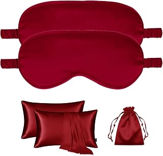 5Pcs Silky Sleep Mask Eye Masks Breathable Soft Satin Pillowcases Set for Sleeping Similar to Silk Pillowcase Travel Gift