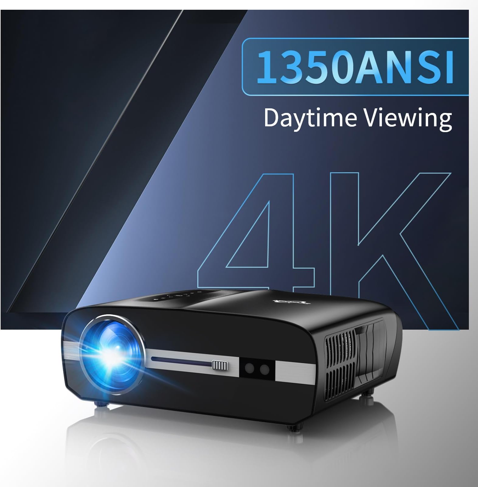 4K Ultra HD Projector with WiFi6 Bluetooth High Bright 13000 Lumens for Daylight Use,Smart Home Theater Outdoor Movie Gaming Projector with HDR RJ45 Port,Built in Apps,Max 300" Display,Auto Keystone