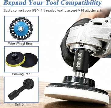 Wolfride 5/8-11 to M14 Angle Grinder Attachment Adapter 5/8-11 female to M14 male adapter (2 Pcs)