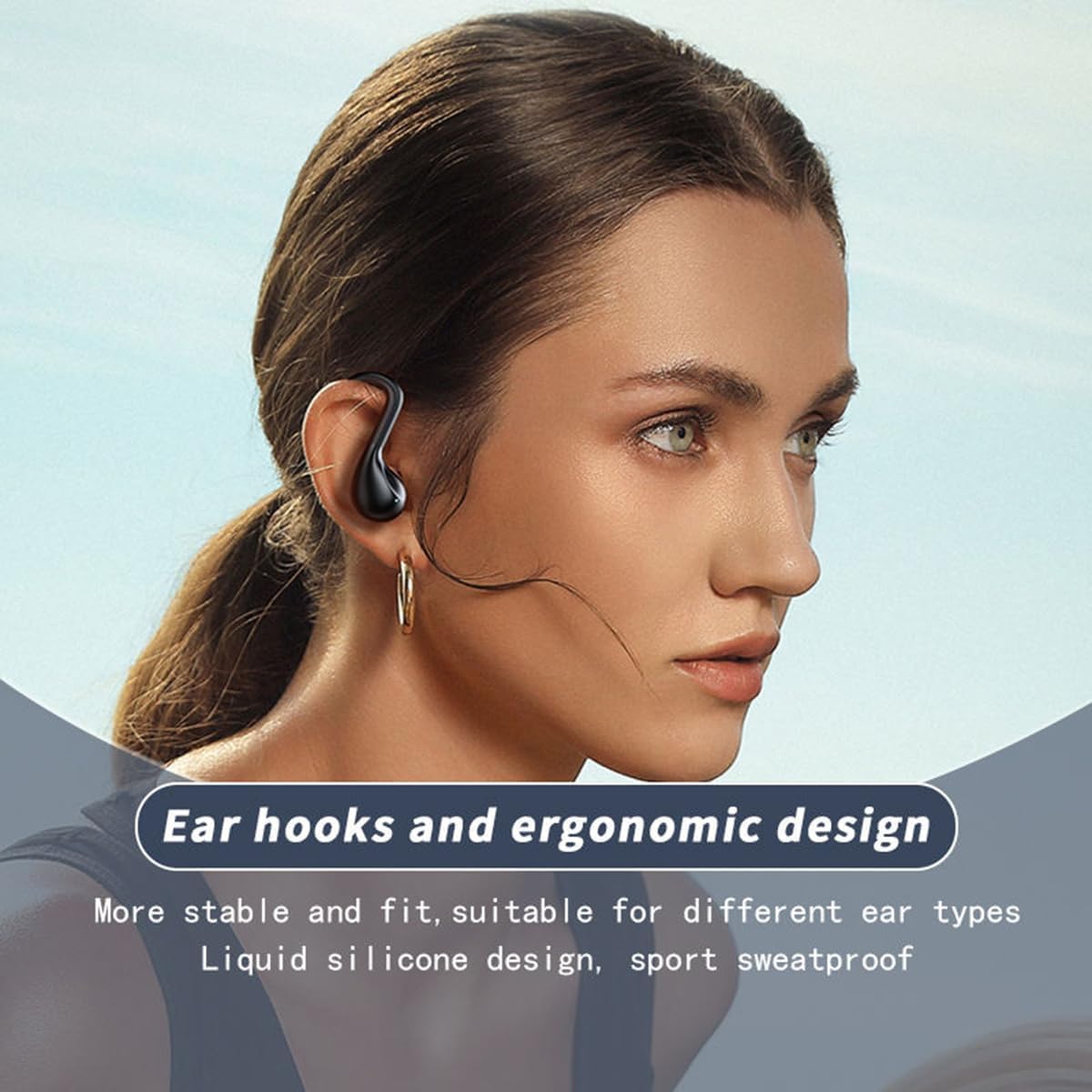 Bluetooth Headphones Wireless Earbuds, 60Hrs Playback Ear Buds Power Display with ENC Noise Canceling Mic Over-Ear Stereo Bass Earphones with Earhooks for Sports/Workout/Running, Black