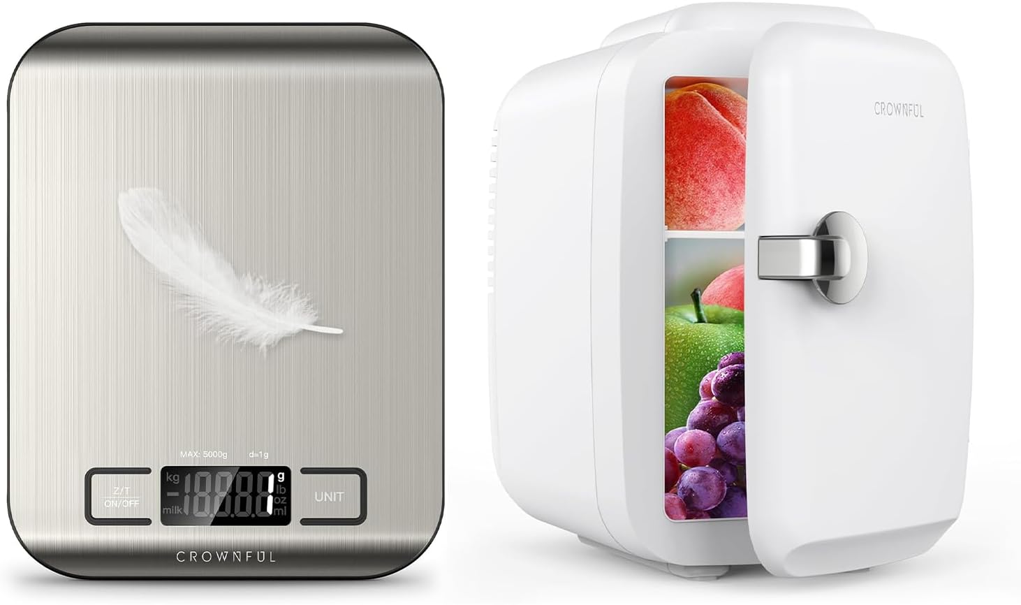 CROWNFUL Food Scale & CROWNFUL 4 Liter/6 Can Mini Fridge