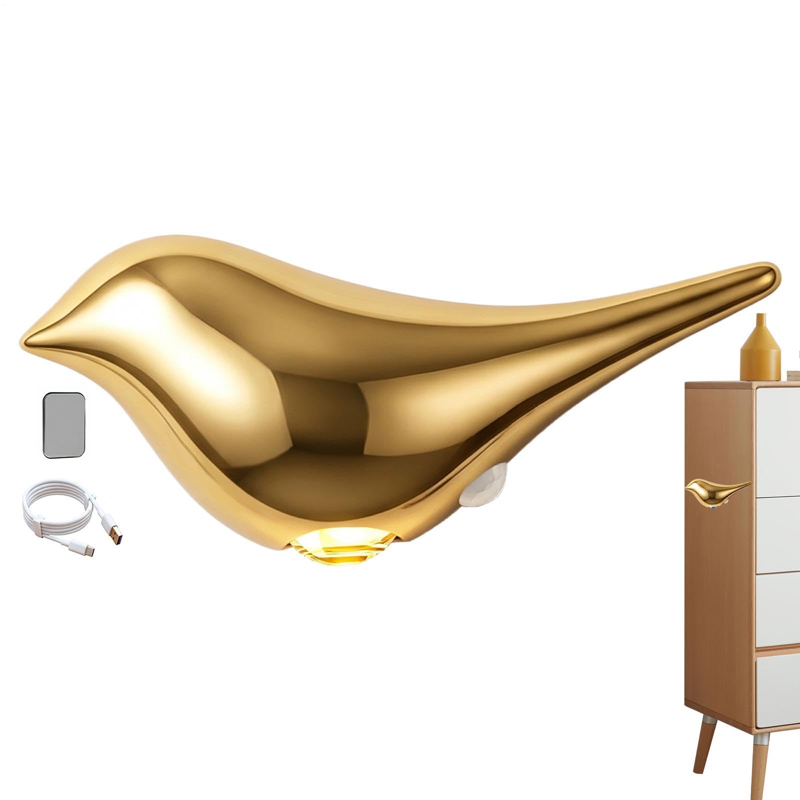 Aplique con sensor de movimiento y luz LED de pájaro dorado recargable para pasillo 8