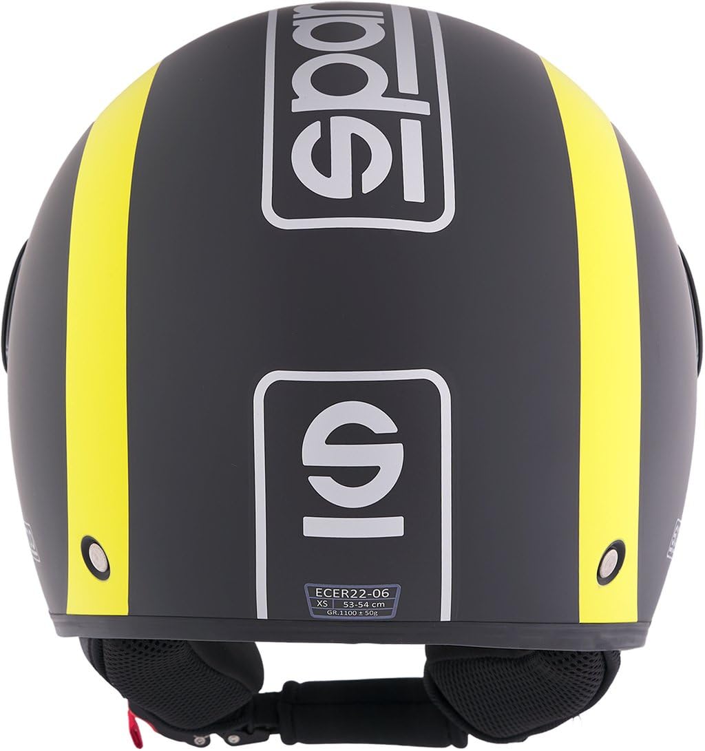 Sparco Riders Casque Demi-Jet SP601 Homologué ECE 22.06 avec Visière Anti-Rayures et Déclenchement Micrométrique, Noir, Large, Adulte, Mixte | Homologué ECE 22.06, Adulte, Idéal pour la Ville, Homme et Femme, Casque Moto et Cyclomoteur