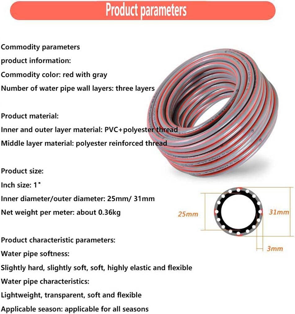 1 Inch Water Pipe, Beef Tendon, Hose, Antifreeze Plastic Pipe, Three-Layer Structure, Cold and Heat Resistant-red with Gray