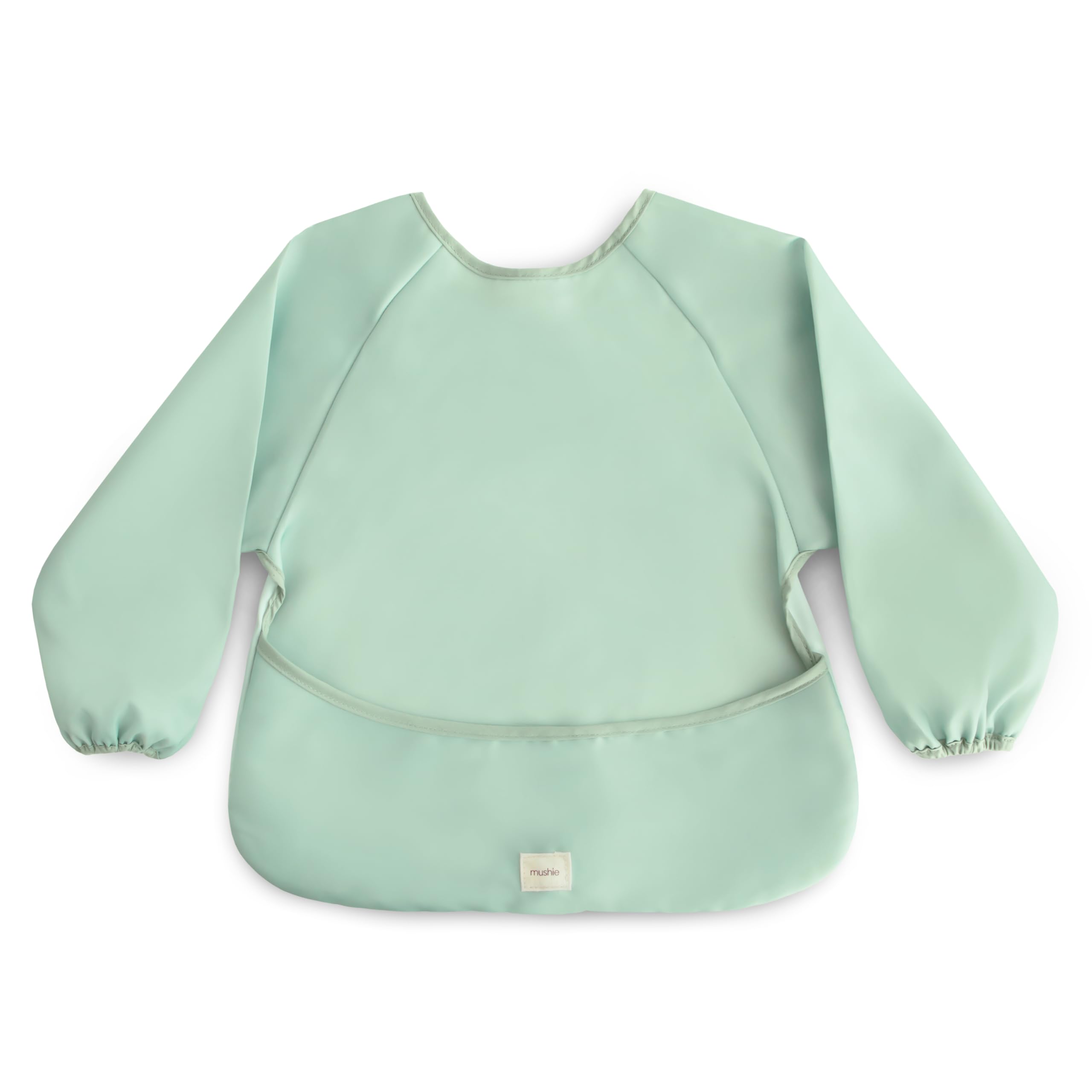 Mushie Weaning Bib Baby Long Sleeve, Roman Green, toddler