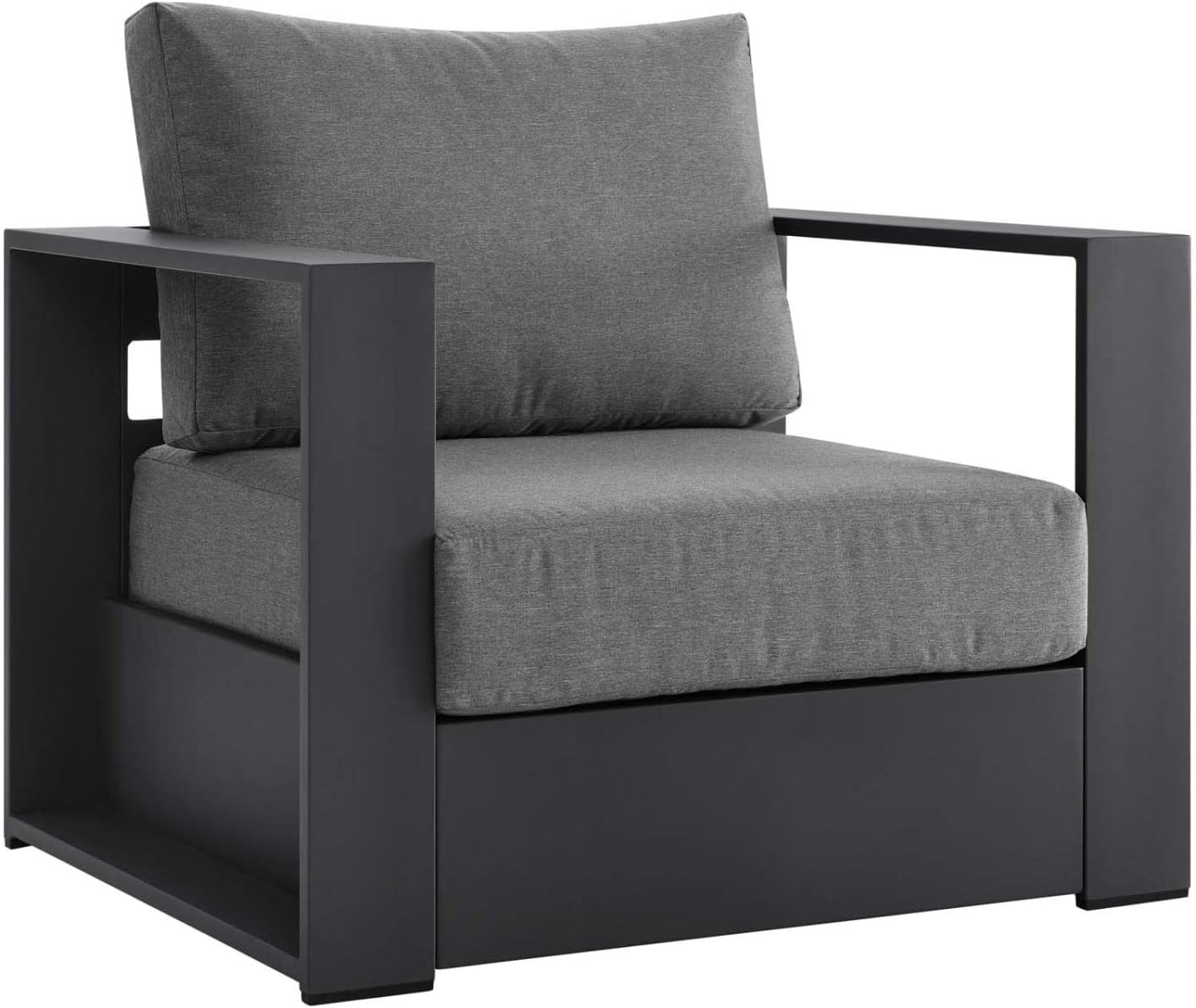 Modway Tahoe Fabric & Aluminum Outdoor Armchair in Charcoal/Gray (Set of 2)