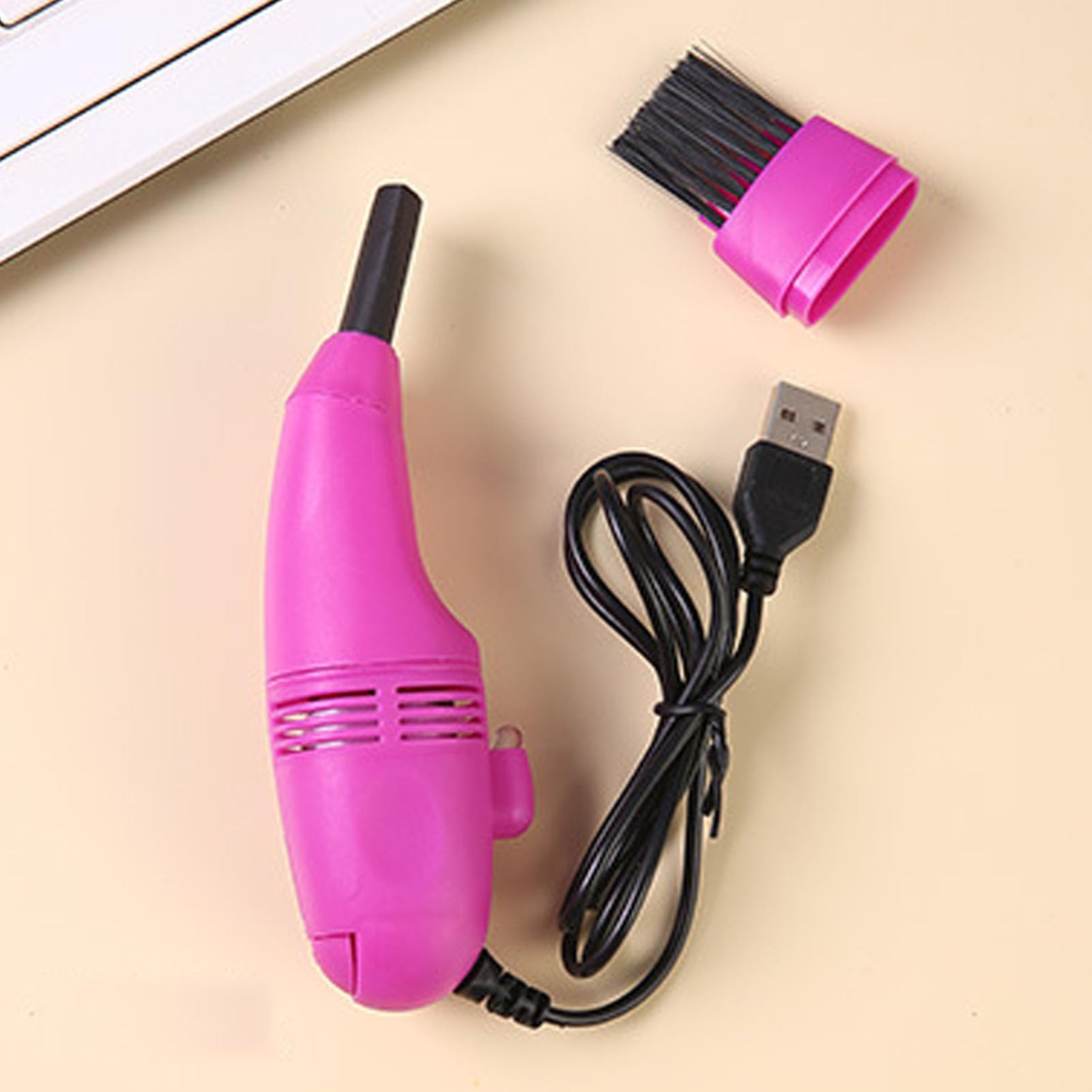Keyboard Vacuum Cleaner Mini, Portable Computer Vacuum USB Powered Desk Crumbs Dust Cleaners, Built in Powerful Sweeping Brush for Car, Laptop, Keyboard, etc (Rose Red)