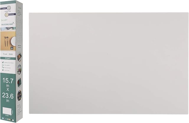 Extra Thick(2mm) Silicone Mat, Kitchen Worktop Protector, Heat-Proof, Non-Slip, Waterproof, Light Grey, 60x40cm