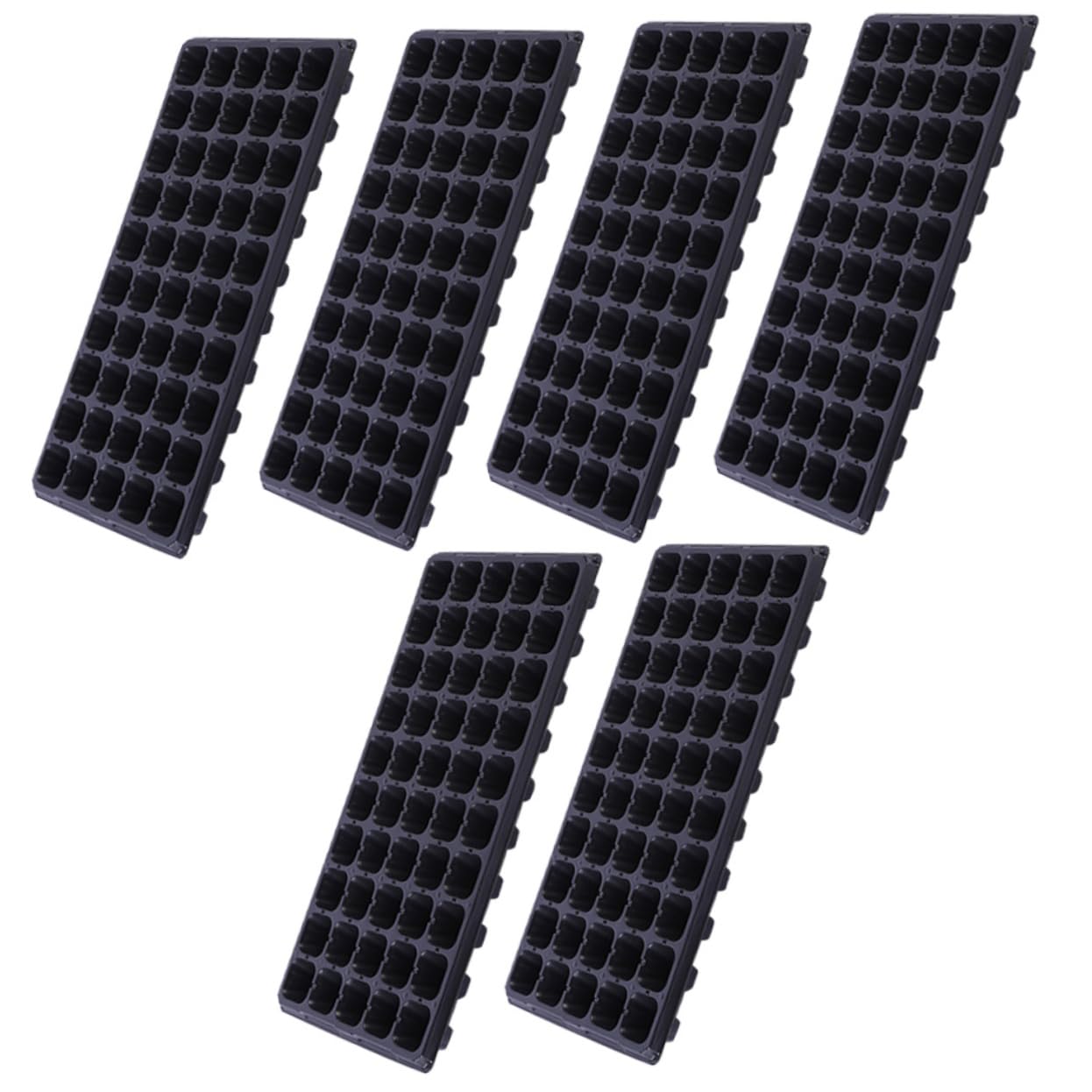 TOYANDONA Bandeja de Cultivo para Plantas 50 Cavidades de PVC Negro, Multi Ranuras sin Dañar Raíces, Paquete de 6 para Vivero y Cultivo al Aire Libre
