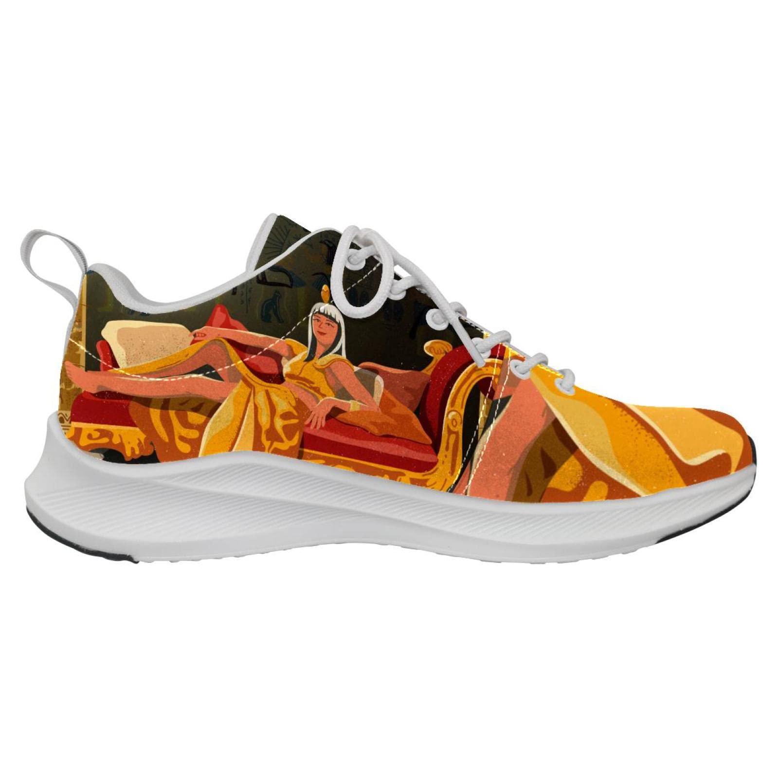Sneakers personalizzate Scarpe da passeggio leggere in esecuzione Scarpe da ginnastica casual atletiche Cleopatra seduta sul trono, multicolore, 11 US