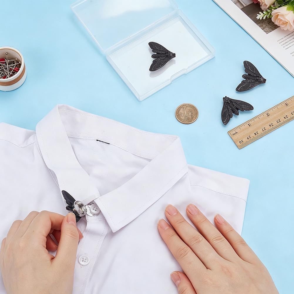 PH PandaHall 4PCS Moth Skull Button Covers Vintage Insect Cufflinks for Halloween Clothing Jeans Blouses Shirt Dress image 3