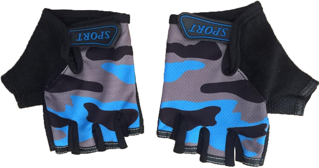 Kids Bike Gloves Anti-slip Half finger Cycling Gloves for Children 4-12 Y (Green) : Sports & Outdoors