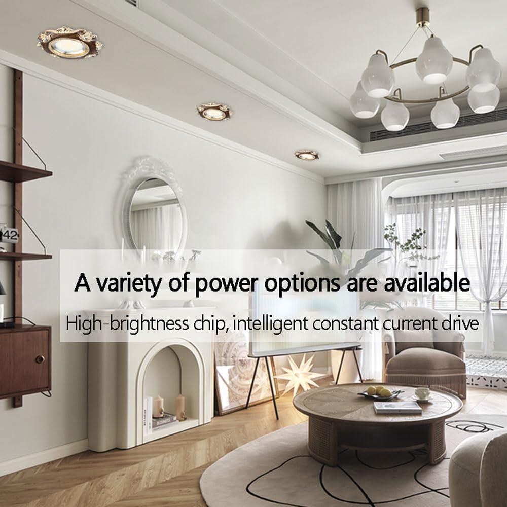 8 Packs Dimmable LED Recessed Downlight with 3CCT Adjustable Color - Dark Brown Wood Grain Baffle Trim Ceiling Light Fixture, for Villas and Classic Homes