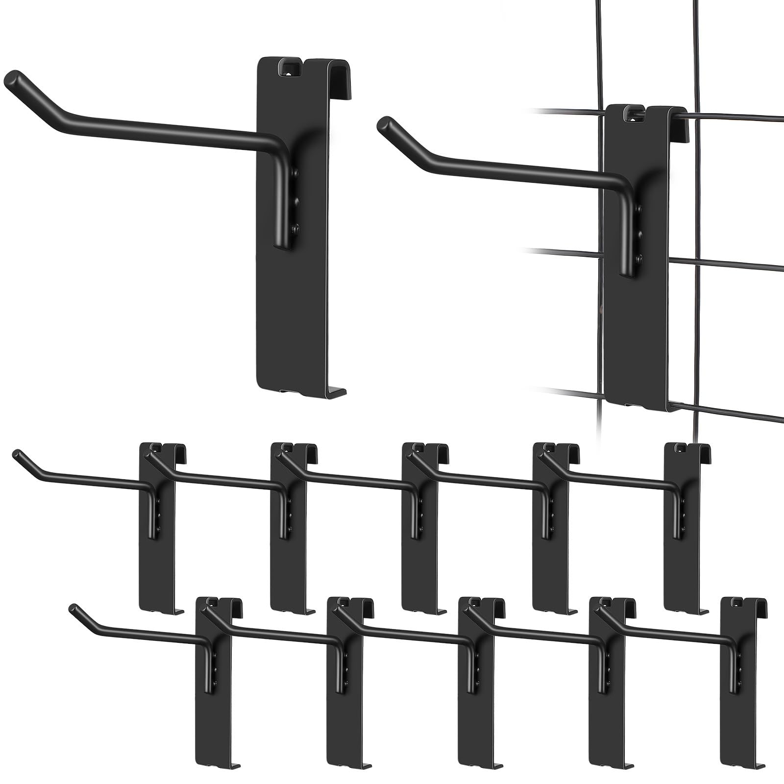 Robuste Metallhaken und Verdicktem Pedal 12 Stück zum Aufhängen Universalhaken aus Eisen mit Gebogenem Verschluss für Gitterwand und Drahtregale für Einzelhandel und Präsentation