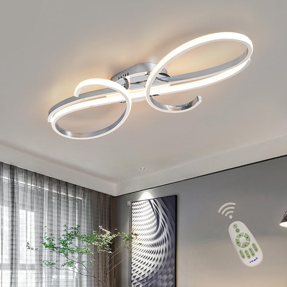 Plafonnier dimmable avec télécommande et design suspendu moderne pour salon - 5