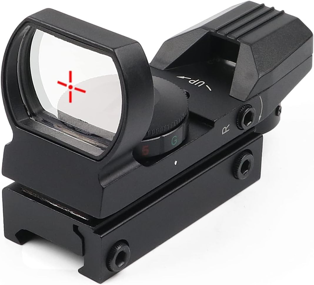 Red Dot Scope 4 Reticles Reflex Sight for Airsoft Shooting Sport with 20/22mm Weaver Picatinny Rail Mount