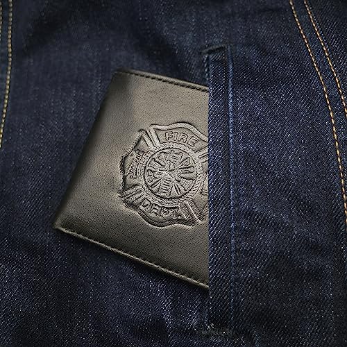 Treasure Gurus Black Maltese Cross Firefighter Money Holder Mens Slim Leather Credit Card Wallet4