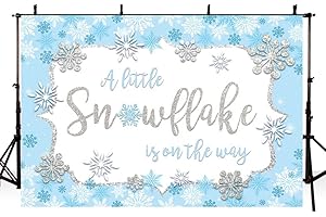A Little Snowflake is On the Way Blue White Photography Backdrop