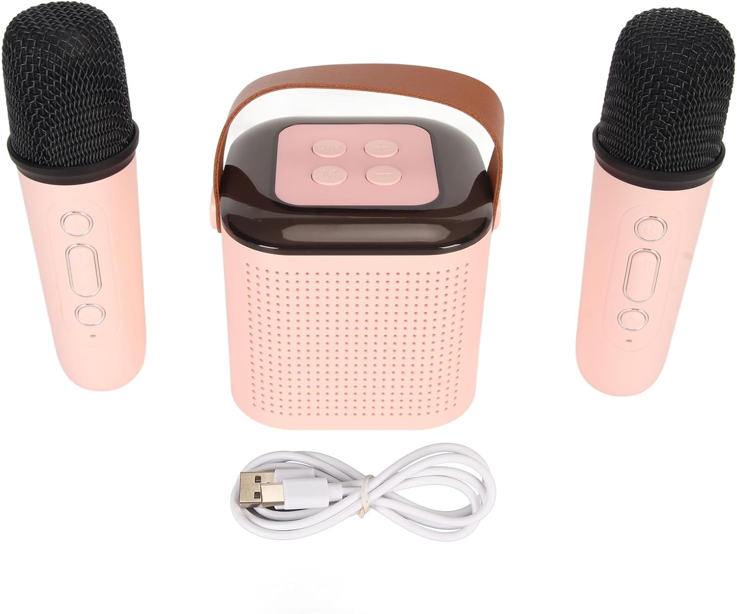Karaoke Machine Speaker with 2 Microphones, Powerful Stereo for Home Party, RGB Light Effect, Easy to Connect, Exquisite and Fashionable ()