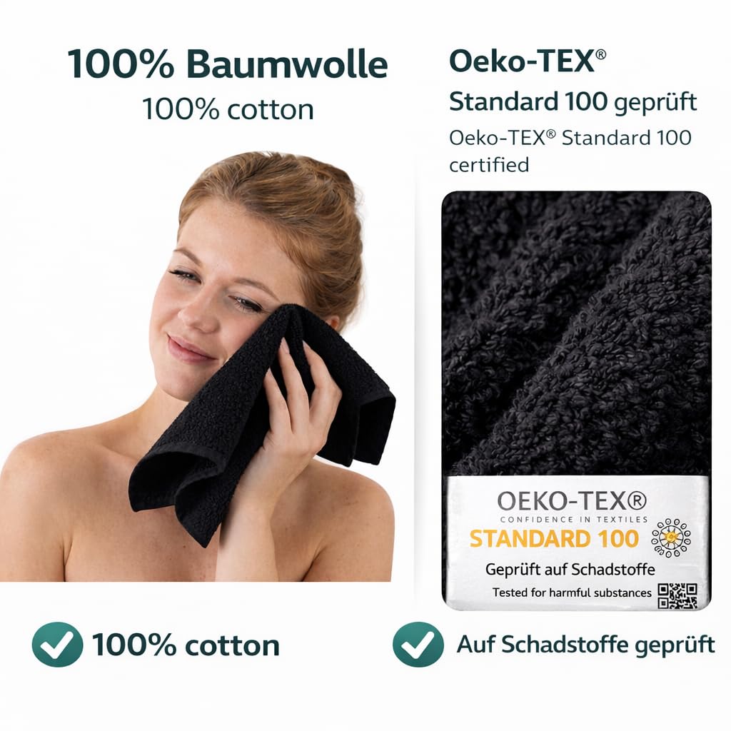 Betz 10 sztuk ręczników do rąk Premium 100% bawełna zestaw mydelniczek 30 x 30 cm kolor czarny