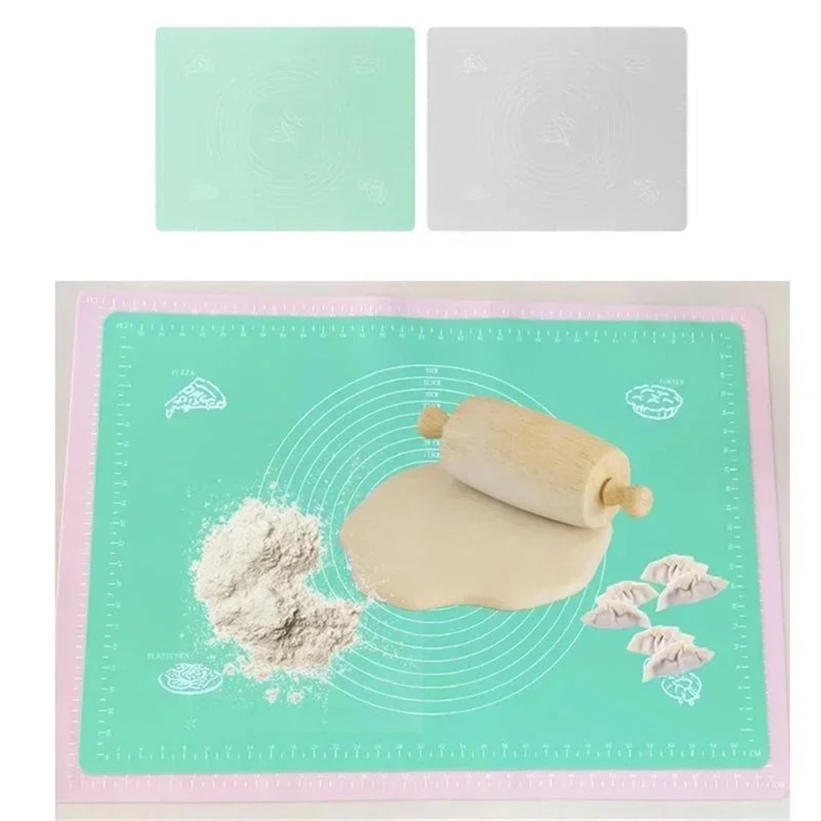 Tapete de silicona for repostería, extra grueso, antiadherente, for hornear, for amasar Para Repostería(Green,70x50cm)