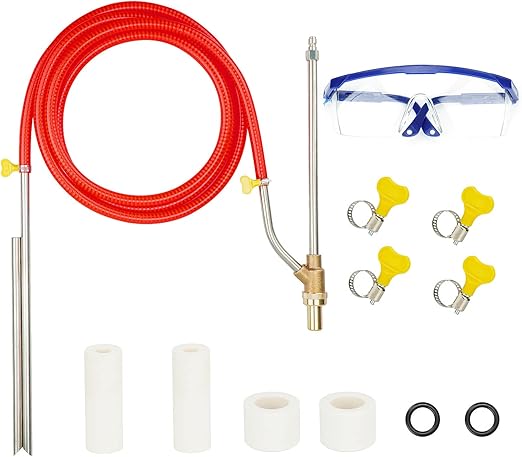 Pressure Washer Sandblasting Kit, 5000 PSI Wet Sandblaster Attachment with Replacement Nozzle Tips and Goggle, 1/4 Inch Quick Disconnect