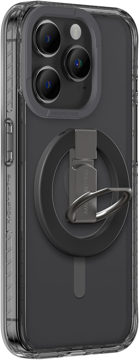 at AMAZINGthing Amazing Thing Titan Pro Mag Grip Ring Set for iPhone 15 PRO Holder/Stand/Case Cover compatible with MagSafe - Black